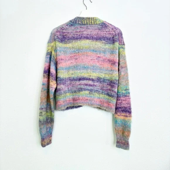 RE/DONE ’90s Cropped Oversized Rainbow Cardigan small mohair blend - Picture 3 of 8